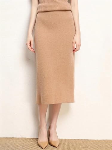 Merino Wool Slim Skirtswomen Solid Color Warm All-Match Pencil Skirt2