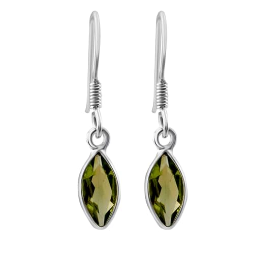 Boucles d'oreilles péridot naturel marquise argent 925