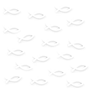 Oblique-Unique® Tischstreu Fische Weiß Holz 18 Stück