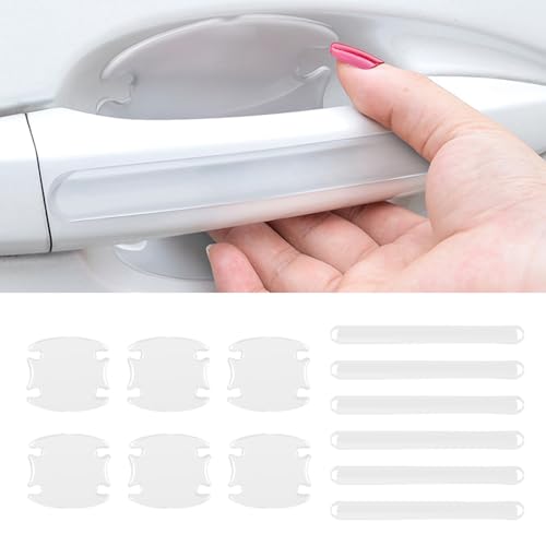 INSAUTO 12Pcs Car Door Handle Scratch Protector?Non-Marking Auto Door Handle Protective Film, Universal for Most Car Handles (Clear)