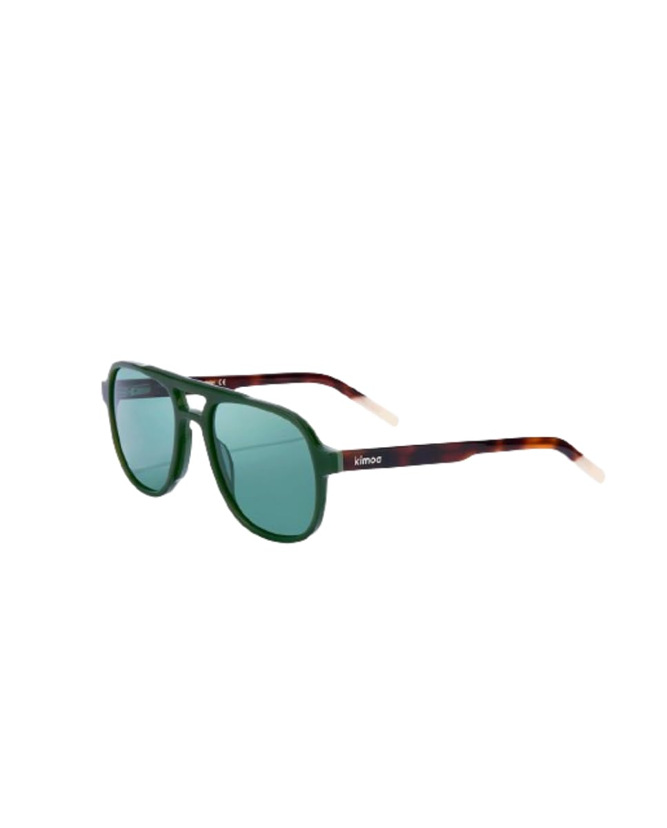 KIMOA Gafas Aviador Hombre, Gafas de Sol Redondas - Gafas de Sol Hombre Polarizadas - Talla Única Unisex - Gafas Redondas Verde Caqui Carey - Lentes Verde Grisáceo- 100% Bio Acetato