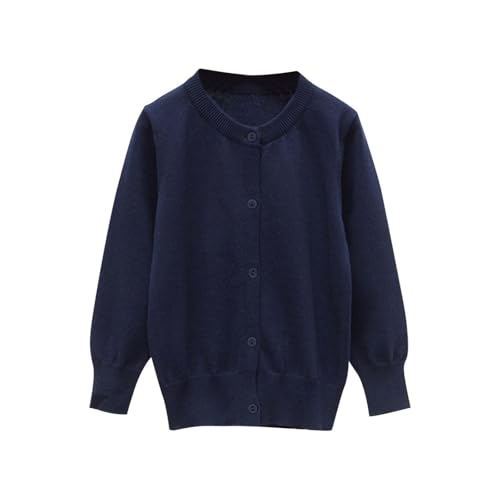 Girls' Plain Knitted Cardigan Solid Casual Loose Button Down Sweater Performance Kids Preppy Uniform Coat 2-9 Years