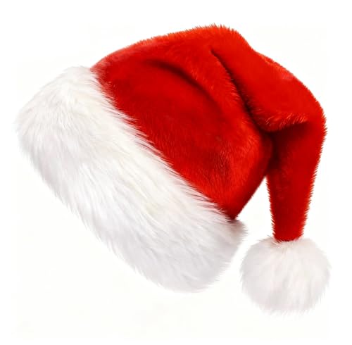 Augesak Weihnachtsmütze Erwachsene, Nikolausmütze mit Plüsch Rand,...