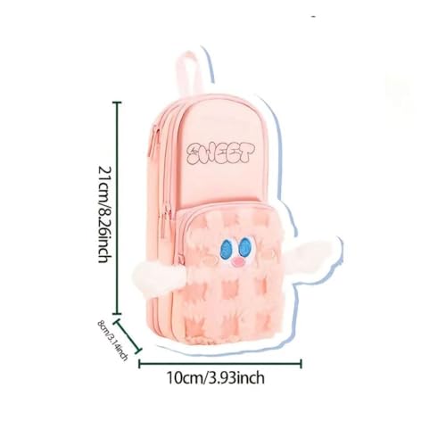 Image of Kawaii Cute Sweet Pink Pencil Pouch with Peach Cake Push Pull Eraser Set for Girls Cartoon Plush Stationery Combo for School & Office Use Adorable Zipper Pen Case Creative Eraser