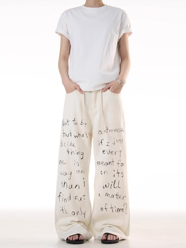 GUOYUXIAO Men's Jeans American-Style high-Street Loose-fit Pants Straight-Leg Drawstring Trouser for Men4