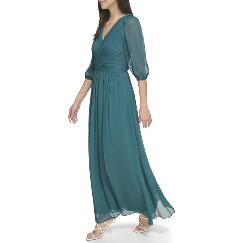 Image of DKNY Women's Long Chiffon V-Neck Dress