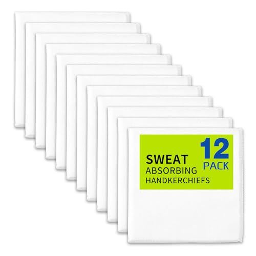 12 Pack Sweat Absorbing Handkerchiefs Gym Workout Towels Microfiber Sweat Rags Towels for Men & Women Running Sports accessories Small Cloth for Face Hand Black Hankies (10 x 10)