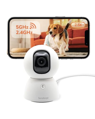 SensForge 2.5K Indoor Pan-Tilt Security Camera Lite 360 Dual-Band WiFi Camera for Home Free AI Human & Pet Detection 2-Day Cloud + Two-Way Talk Optional AI + Storage Upgrade