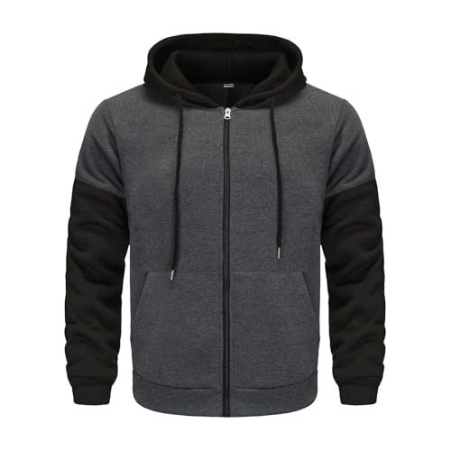 Ymosrh Men's Color Block Hoodies, Long Sleeve Zip Up Hooded Sweatshirts Casual Athletic Workout Hoodie Pullover, S-2XL