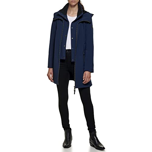 DKNY Damen Dkny Outerwear Women's, Zipfront, With Hoodie JACKET, Navy, L EU