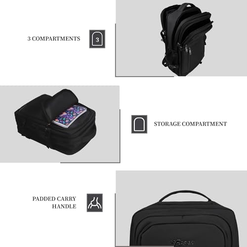 Image of F Gear Sydney Black 27L Premium Soft Touch Laptop Backpack | Fits 17 inch Laptop | Lightweight with Tablet Sleeve, USB & Type-C Charging Ports, 4 Compartments, 1 Pocket & Luggage Strap | Water-Resistant