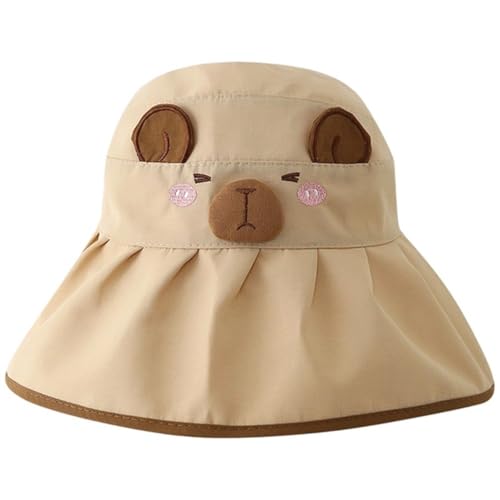 Kids Sun Hat Capybara Bucket Hats Uv Protection Hats Summer Outdoor Cap Adjustable Beach Cap Bucket Hat Kids Wide Brim Beach Cap for Toddlers 2-9 Years