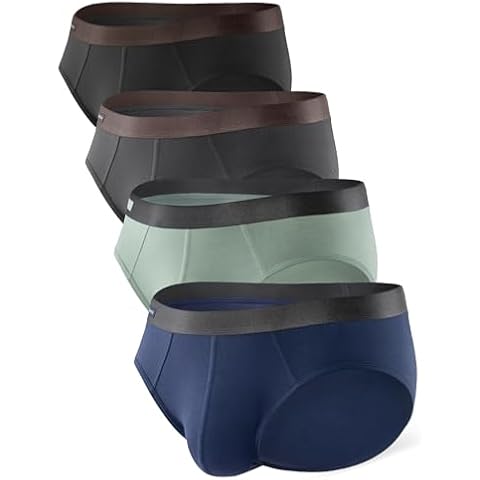 DAVID ARCHY Men's Underwear Bamboo Rayon Breathable Lightweight Basic Pouch Briefs no Fly in 4 Pack(L,Black/Dark Gray/Navy Blue/Pale Green) Cover