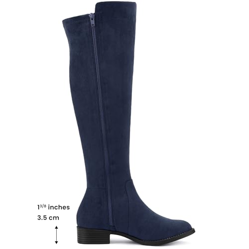 Allegra K Women's Side Zipper Chunky Heels Knee High Boots2