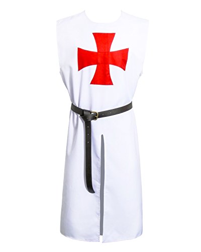 Nofonda Tunique Médiévale pour Homme, Ordre du Temple, Chevalier Costume Fantaisie du Moyen Âge pour Halloween, Déguisement, Cosplay