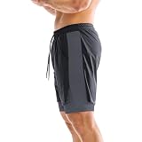 ZENWILL DualArmor Męskie spodenki do biegania na zamek błyskawiczny 2 w 1 męskie spodenki sportowe na siłowni szybkoschnące, Czarny (Black), XL