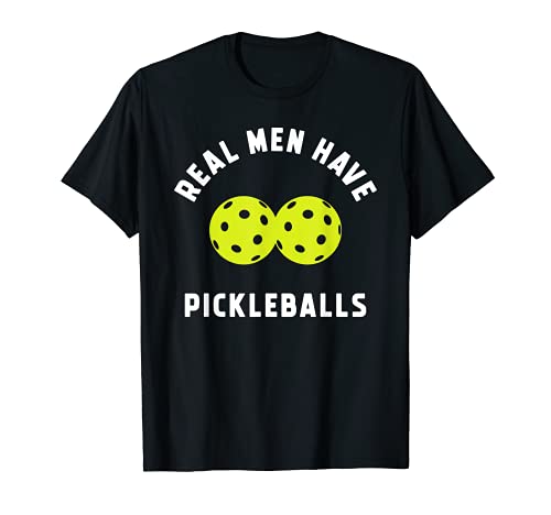 Hombre Bolas divertidas del jugador del Pickleball para el regalo de los hombres Camiseta