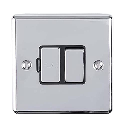 Enhance Decorative Switched Fuse Spur Polished Chrome Finish With Black Trim