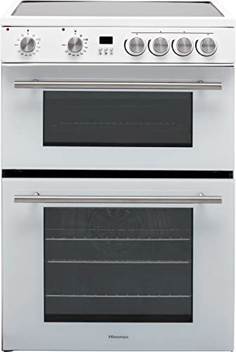 Image of Hisense HDE3211BWUK 60cm Electric Cooker with Ceramic Hob-White A Rated Double Oven - White