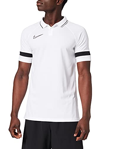 Nike Mens Dri-FIT Academy 21 Polo Shirt, White/Black/Black/Black, L