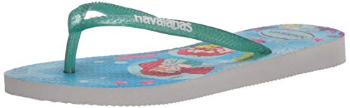 Havaianas Kids Slim Disney Princess Flip Flop Sandal, White/Green Clover, 9 US Unisex Toddler