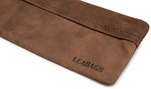 Image of LEABAGS Fort Vaux Pencil case Made of Genuine Buffalo Leather in Vintage Look I Leather case I Small Pencil case I 21,5x8,5cm, Sugar Cane Brown - Suede, Fort Vaux (Large), Fort Vaux