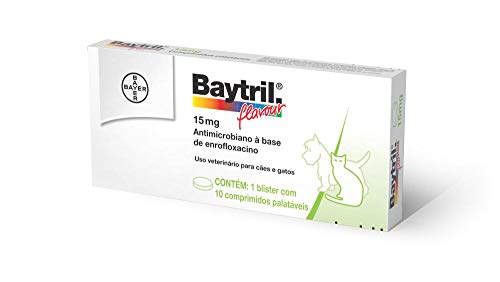 Antibiótico Baytril Bayer Flavour 15mg, 10 Comprimidos