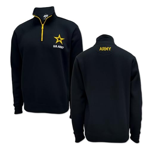 Armed Forces Gear US Army Star Tackle Twill Embroidered Fleece Quarter Zip (Black)3