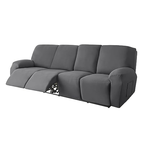 Funda para sillón reclinable de 4 plazas gris oscuro lavable 3