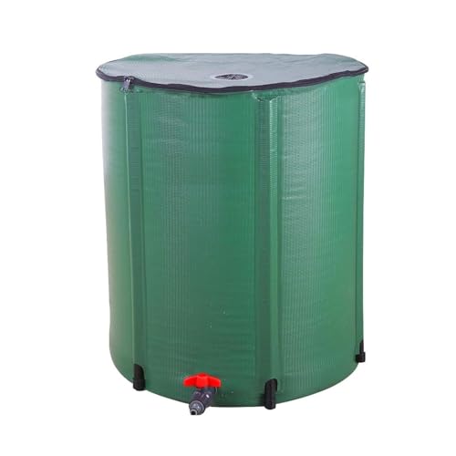 LEADZM 380 Liter Faltbar Regentonne, Tragbarer Wasserauffangbehälter, Regenwassertonne mit Filter Zapfhahn Überlaufset,...
