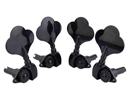 Guyker Open Frame Electric Bass Machine Head (2R + 2L) - 1:20 Ratio Gear Tuners Tuning Key Pegs - black