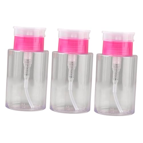 VILLCASE Botellas Vacías para Quitar Esmalte de Uñas 150Ml Dosificador a Presión 3 Unidades Tapa Rosa para Recarga y Viaje Envases Portátiles para Líquidos de Manicura y Almacenamiento