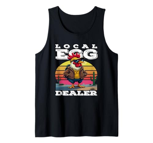 Local Egg Dealer Rooster Sunglasses Farmer Tank Top