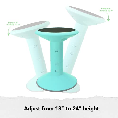 Image of Storex Active Tilt Stool - Ergonomic Seating for Flexible Office Space and Standing Desks, Adjustable 12-24 Inch Height, Teal (00325A01C)