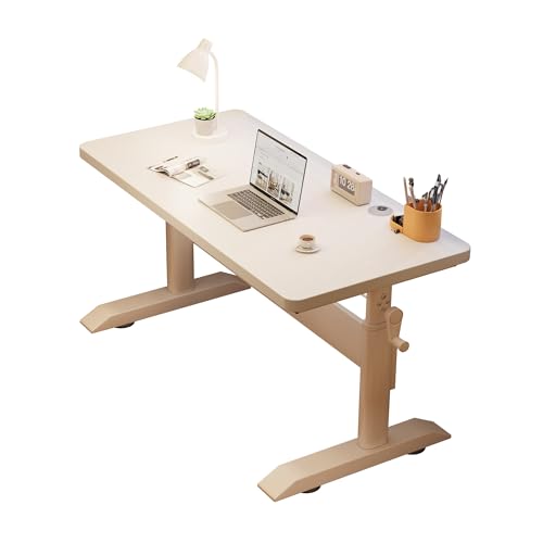 Manual Height Adjustable Standing Computer Desk for Bedroom, Hand Crank Adjustable Standing Writing Study Desk for Home Office, Height 23.6’’-33.4’’ Computer Table, Sit to up Stand Desk (31.5 inches)