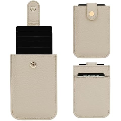 Unaone Slim Minimalist Wallet - Pull-Out Card Organizer, Soft Leather Card Case Rfid Blocking Wallet Credit Card Holder, Front Pocket Wallet for Women Men (Beige) Cover
