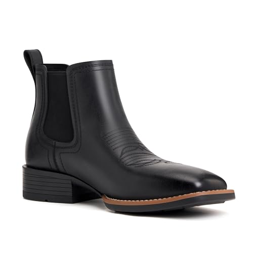 Image of Julyrose Cowboy Boots for Men Square Toe Mens Western Boots Slip On Casual Retro Boots