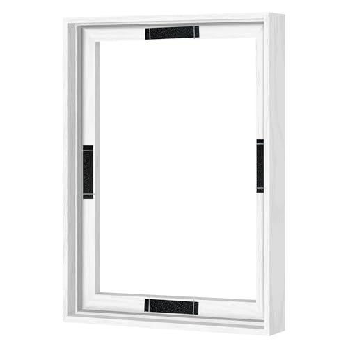 Abtgt 12x16 Canvas Floating Frame with 0.9 Deep White Floater Frame for Canvas Paintings with Adhesive Vertical or Horizontal Wall Art frame for Prints Oil Painting Diamond Decor 1 Pack.