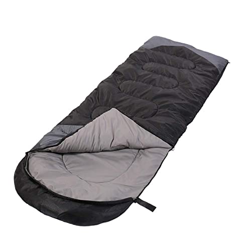 Vruta Sleeping Bag 3 Season Warm & Cool Weather – Summer, Spring, Fall, Lightweight,Waterproof Indoor & Outdoor Use for Kids, Teens & Adults for Hiking,Backpacking and Camping (Black Grey, Single)
