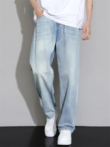 Men's Loose Jeans Straight Wide Leg Embroidered Fashionable Casual Denim Long Pants2