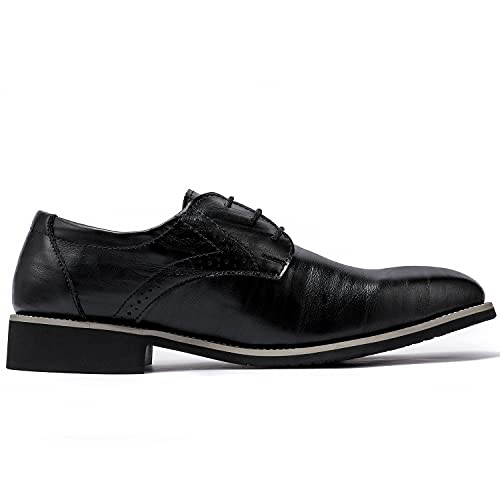 Image of Men's Dress Shoes Oxford Shoes Formal Dress Shoes for Men Business Derby Shoes. Size 10 Black 44