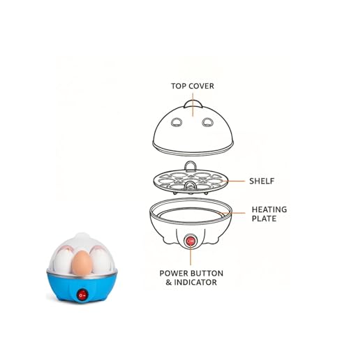 Image of Electric Egg Boiler for 7 Eggs, Hard, Medium, or Soft Boiled Egg Maker with Automatic Shut-Off, Rapid Steamer for Vegetables and Corn, Stainless Steel Heating Plate (Multicolor)