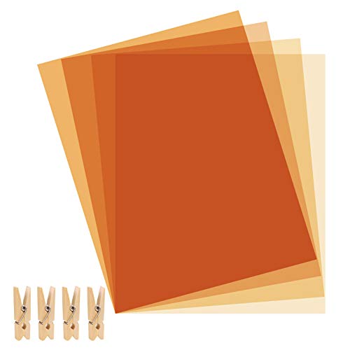 Youngerfoto 4 Pack Lighting Gels Filter, 16x20inches Orange Transparent Color Correction Light Gel Plastic Sheets with 4 Clips for Photograpy Studio Strobe Flash, LED Video Light, etc