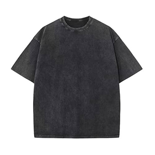 Oversized T-Shirt für Herren Heavy Baumwolle Regular Fit Basic Männer T-Shirt Set Casual Sommer Tops