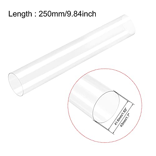 Image of uxcell 2pcs Rigid Round Clear Tubing 41.6mmx43mmx250mm Plastic Storage Transparent Tube with Lids