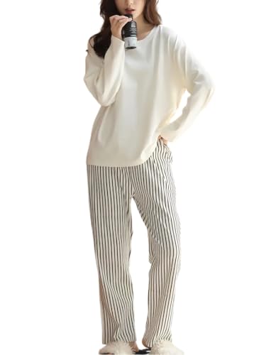 Image of Celary Women's Korean Night Suit Set | Round Neck Full Sleeve Top & Printed Ankle Length Pyjama | Skin-Friendly Fabric Soft Breathable Stretchable Loungewear | M to 2XL