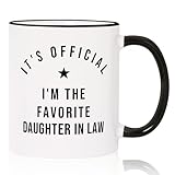 Aurahouse Daughter in Law Gifts Mug, Christmas Birthday Wedding Gifts for Daughter in Law from Mother in Law MIL, Officially Favorite Child Daughters Cup, Funny DIL Gift