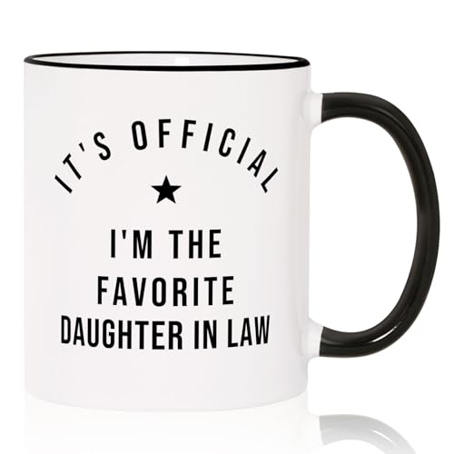 Aurahouse Daughter in Law Gifts Mug, Birthday, Wedding Gifts from Mother in Law, Officially Favorite Child Daughter Cup, Funny DIL Gift