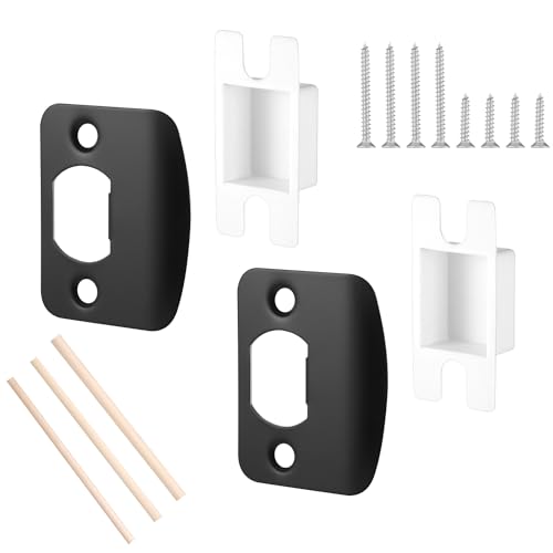 1 Ensemble Plaque de Verrouillage de Porte, Standard Gâche de Loquet Sécurité Matériel pour la Maison le Bureau le Magasin l'Extérieur l'Intérieur la Réparation de Porte la Réparation (Noir)