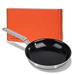 10 Inch Ceramic Non Stick Frying Pans - 5 Ply Stainless Clad Nonstick Skillet, Toxic, PTFE & PFOA FREE, Professional Cookware for Induction, All Stoves and Oven up to 650°F